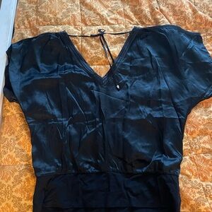 White House Black Market 100% SILK Black Blouse